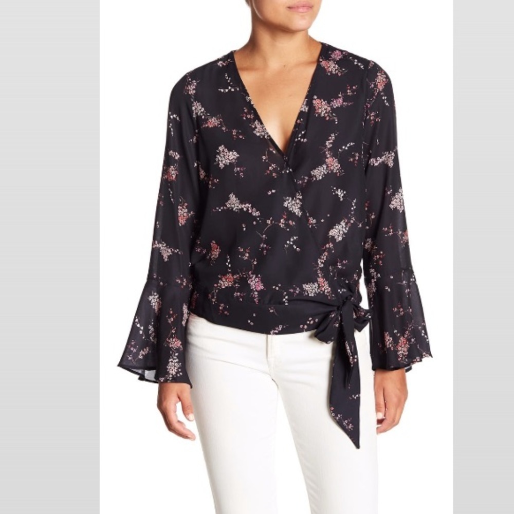 PARKER Floral Wrap Top in Plum Blossom S